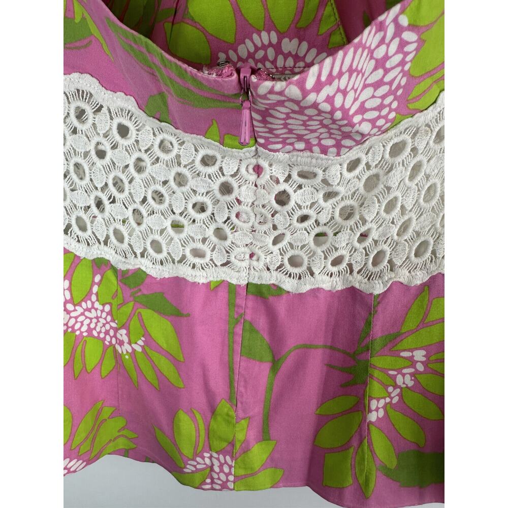 VTG Y2K Lilly Pulizter Chantel Halter Top Palm Beach Hibiscus Pink Womens Size 4 - Picture 4 of 8